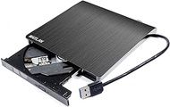 Portable External DVD CD ROM Optical Drive, for HP Dell Lenovo Asus Acer MSI Clevo Alienware Gaming Laptop PC, USB 3.0 Pop-Up DVD-RW DVD-RAM CD-R/RW Disc Player Reader New in Box Black