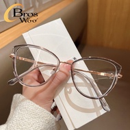 (Bros Woo) แว่นตากันแสงสีฟ้าแคทอายTR90กรอบแว่นขาสปริงส่วนบุคคล