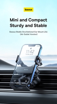 Baseus Stable Gravitational Car Mount Lite Phone Mobile Holder Aircon Outlet Version Gravity Air Vent Car Phone Holder Air Vent Car Mount Stand Baseus Car Phone Holder Air Vent For 5.4-6.7 Inch Smartphone iPhone 14 13 12 Pro Max Samsung Xiaomi