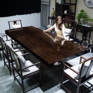 新中式整塊黑檀實木大板茶桌椅組合奧坎原木紅木茶臺桌面辦公桌