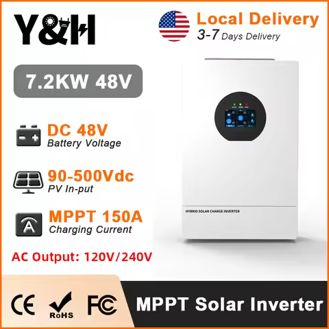 Y&H 7.2KW Hybrid Solar Inverter 48VDC to 120V/240VAC Split Phase Inverter with MPPT 150A , Max PV 9K