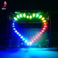 [快速出貨]愛心燈焊接套件七彩LED燈心形流水燈 送程序 diy電子元件焊接散件
