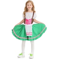 Child Kids Traditional German Oktoberfest Beer Girl Maiden Costume Dress for Girls Tween 4-12Y Green
