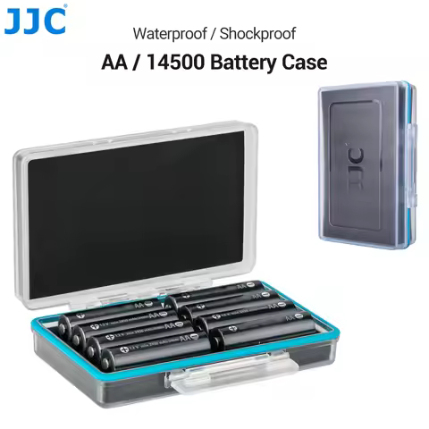 JJC Luxury AA Battery Holder Case Waterproof 14500 Battery Box with Sponge Cushion for 8 AA/14500 Li