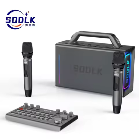 SODLK S1116 Bluetooth Speaker with 10 Hour Playback Dual Wireless Microphone Remote Control 200W Hig