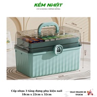 Cốp nhựa 3 tầng đựng phụ kiện nail đồ nail mi hộp đựng gia đình 18cm * 22cm * 32cm