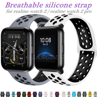 Realme watch 2/3 silicone band Replacement Strap wristband double color breathable strap for realme watch 2 Pro/realme TechLife Watch S100