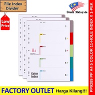 A4 Plastic 5-Compartment Dividers File Index Divider Colour 5 Colours Index 11 Holes #File #Index #D