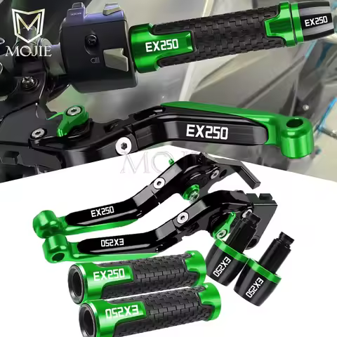 Motorcycle Brake Clutch Levers Knobs Handlebar Grips Ends For Kawasaki Ninja 250 EX250 EX250F EX250G