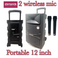 Portable aiwa 12" inch dua mic wireless