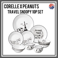 Corelle x PEANUTS Travel Snoopy 10p Set/Corelle USA set/ Dinnerware Corelle set/Snoopy Plate/ Snoopy Kitchen /Corelle Dining Sets/Peanuts Kitchen/Peanuts bowl /Snoopy bowl/Snoopy Large Plate /Corelle bowl/Corelle set