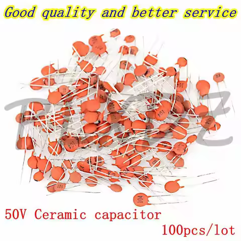 100pcs Ceramic capacitor 50V 1pF ~ 100nF 0.1uF 104 4.7PF 10PF 22PF 33PF 47PF 100PF 101 220PF 221 330