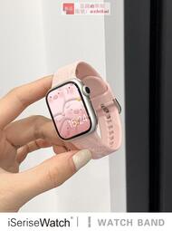 iserisewatch適用iwatch7表帶apple watch6代蘋果手表8se45矽膠表帶新款創意印花運動/40