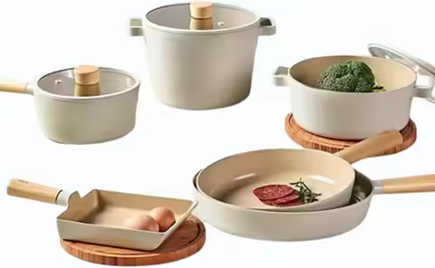 FIKA 9-Piece Kitchen Essential Cookware Set with Lids Induction Nonstick Ceramic Coating Pot Pan Tam
