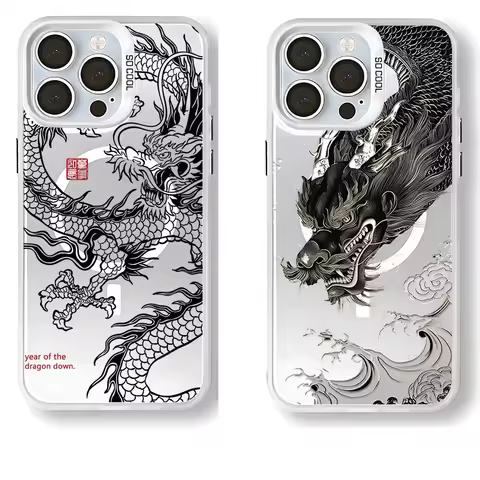 Fashion Cute Chinese Dragon Luxury Magsafe Magnetic Case for Samsung S25 S24 S23 S22 S21 S20 FE Plus