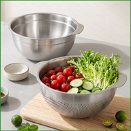 QL3 304 Stainless Steel Mixing Bowl Set with Handles Kitchen Strainer Basket for Washing Eggs