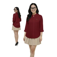 KEMEJA YUKATA.ID – Women's Premium Rayon Blouse Shirt with Shanghai Collar, 3/ Sleeves, 4 Acrylic Lo