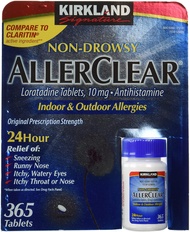 Kirkland Signature Non Drowsy Allerclear Loratadine Tablets Antihistamine 10mg 365-Count