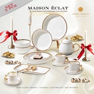 Dining Vaisselle – ชุดจานชาม Maison Eclat Royale Set 5 ชิ้น พอร์ซเลนขอบทอง Royal Grace Design