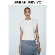SG Ready Stock fast delivery Urban Revivo White Shoulder Pad structure Top