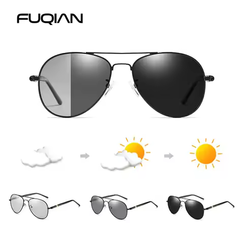 Fashion Aviation Photochromic Sunglasses Men Women Chameleon Polarized Pilot Sun Glasses Anti-glare 
