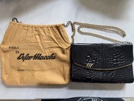 Figli di Orfeo Macchi Black Crocodile Embossed Clutch Bag