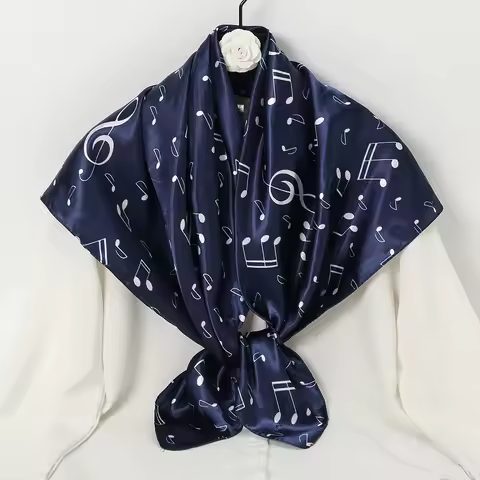 90*90Cm Fashion Luxury Silk Scarf Women Brand Designer Music NOTE Square Silk Shawls Pashmina Ladies