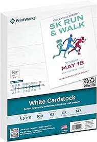Printworks White Cardstock, 67 lb, 92 Bright, FSC Certified, Perfect for School and Craft Projects, 
