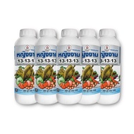 (1 ลิตร 5 ขวด) 13-13-13 1 ลิตร ตราหญิงงาม ปุ๋ยน้ำ ช่วยขยายขนาดใบ ใบใหญ่ ใบหนา บำรุงต้น บำรุงกิ่ง