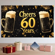 Cheer 60 Years Happy Birthday Party Banner Photography Background 60th Birthday Celebration Decorati