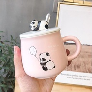 Cốc sứ uống nước có nắp hình gấu Panda dễ thương 400ml ly sứ phù hợp làm quà tặng