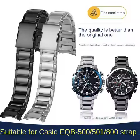 Fine steel watch belt For Casio EDIFICE series fine steel watch strap EQB-501/EQB-500/EQB-800 men's 