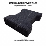 36 PIECES X 40MM RUBBER PAVER TILES/ DOGBONE/ T-BONE/ SIZE: 200 X 160MM/ AREA: 1 SQM/ SUITABLE FOR O