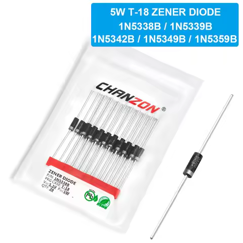 20pcs/Pack 1N5338B 1N5339B 1N5342B 1N5349B 1N5359B Power Zener Diode 5W 5.1V 5.6V 6.8V 12V 24V T-18 