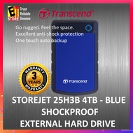 2a6V TRANSCEND Storejet 25H3B USB 4TB Rugged External Hard Disk Drive Portable HDD (Blue)