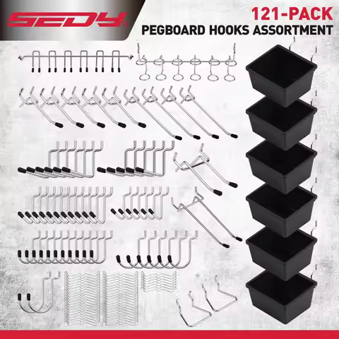 SEDY 121Pcs Pegboard Hooks Set with Metal Hook, Durable Peg Board Organizer, Tool Hook