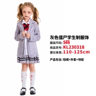 ฮาโลวีน Terror Zombie สีเทาเข้ม นักเรียน แวมไพร์คอสเพลย์เครื่องแต่งกายสําหรับผู้ปกครอง-เด็กประสิทธิภ