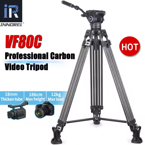 INNOREL VF80C Professional Carbon Fiber Video Tripod with Fluid Video Head For Dslr Camera Camcorder