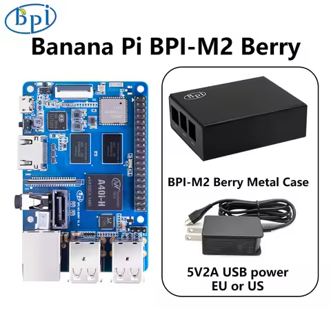 Banana Pi BPI-M2 Berry with Metal Case Power Allwinner A40i Quad-core Cortex -A7 CPU 1GB DDR3 With S