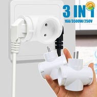 Double Plug Wall Socket Extender with Switch - Conversion Plug 1 TO 3 Way EU Standard Power Plugs - 