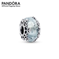 Pandora Snowflake sterling silver charm with blue frozen Murano glass เครื่องประดับ ชาร์ม ชาร์มสีเงิน สีเงิน ชาร์มเงิน เงิน ชาร์มสร้อยข้อมือ ชาร์มแพนดอร่า แพนดอร่า