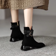 ZZGenuine Leather Retro Commuting Dr. Martens Boots Women2023New British Thick Heel Short Boots Frosted Single Boots Be