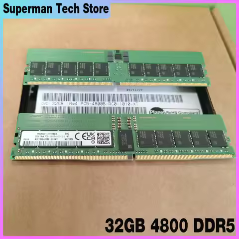 1Pcs 32G 1RX4 PC5-4800 ECC REG RDIMM Server Memory 32GB 4800 DDR5 M321R4GA0BB0