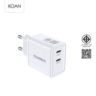 Choetech Dual USB-C ports PD 45W TH Plug -White