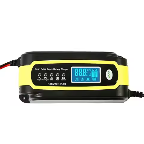 200W Car Battery Charger, 12V 24V Automotive Charger, 3A 5A 8A 10A Adjustable, 5 Modes, Battery Main