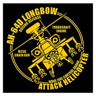 AH-64D Longbow Helicopter Double Lines Cutting Sticker