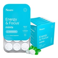 Neuro Energy Caffeine Mints - Sugar-Free Nootropic Mints for Energy & Focus with L-theanine, Caffein