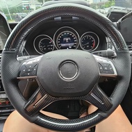 Hand-stitched Black Carbon and Artificial Leather Car Steering Wheel Cover For Mercedes Benz C180 C2