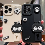 Suitable for IPhone 11 12 Pro Max X XR XS Max SE 7 Plus 8 Plus IPhone 13 Pro Max IPhone 14 15 Pro Max Lovely Black Eggette Phone Case with Cute Accessories and Wrist Strip
