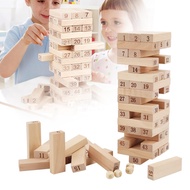 rubikcube Desktop 51Pcs Blocks Stacking Toy Wooden Tumble Tower Building for Kids Adults